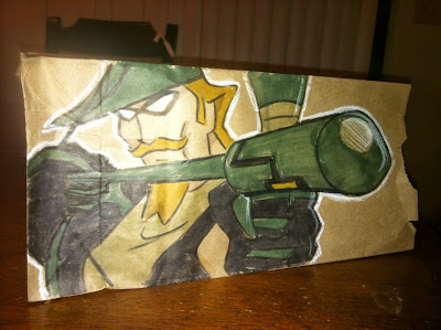 Green Arrow lunch bag art