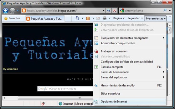Opciones de internet