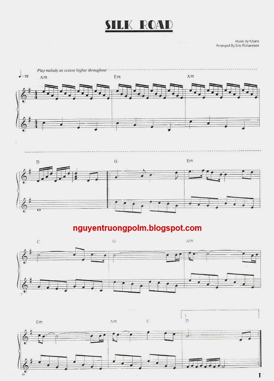 Polmblog Silk Road Kitaro Piano Sheet Music