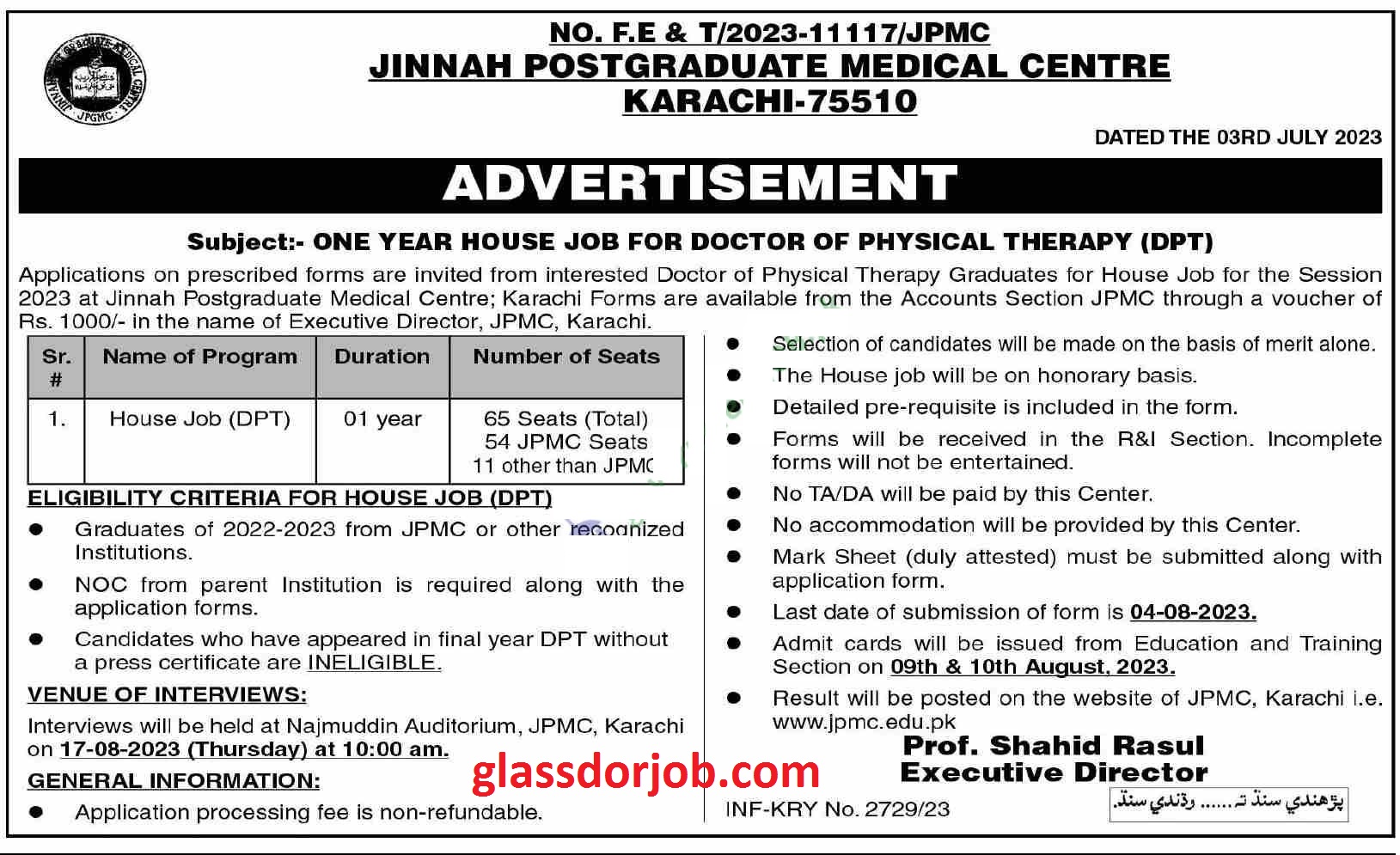 Jinnah Hospital Jobs Karachi 2023 Latest Advertisement Sindh Government