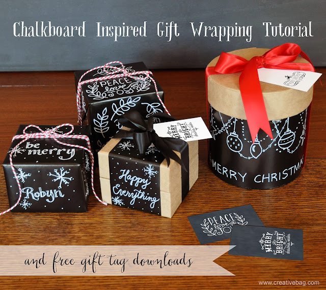 chalkboard inspired gift wrapping tutorial at creativebag.com