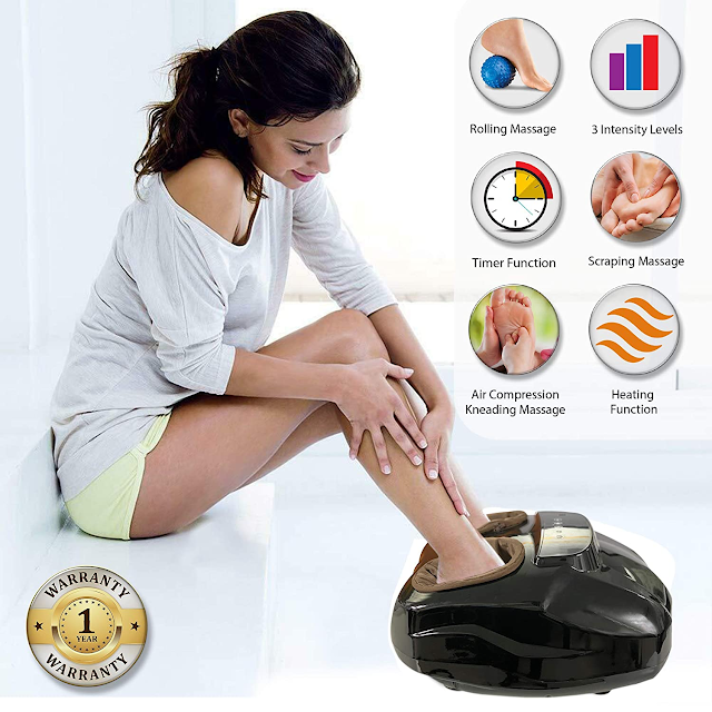 AGARO Delight Foot Massager with 3 Massage modes, 3 Intensity levels, Air Compression & Heating Function (Black)