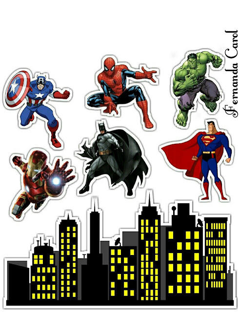 Superheroes Party Free Printable Cake Toppers.