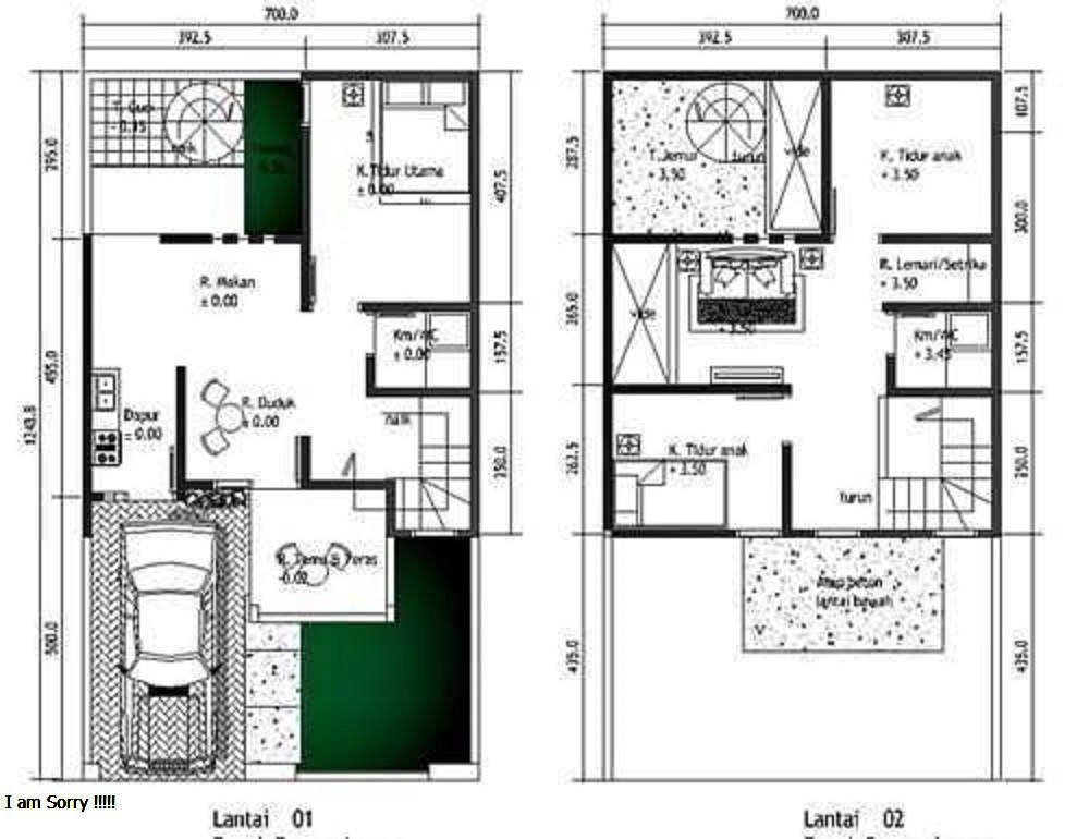 Denah Rumah  Minimalis  2  Lt Tipe  36 yang Multifungsi DESAIN RUMAH  MINIMALIS 