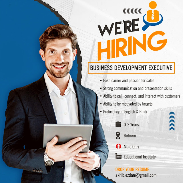 Business Development Executive Job Vacancy in Bahrain ezdan overseas education institute