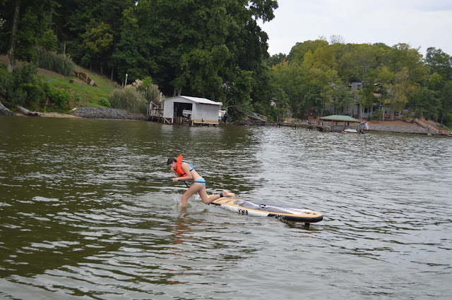 You falling off of the paddleboard.