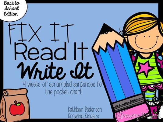 fix it read it write it back to school first grade