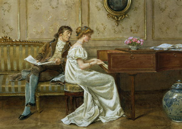 Women and Music in Painting 16-18th c, George Goodwin Kilburne The New Spinet