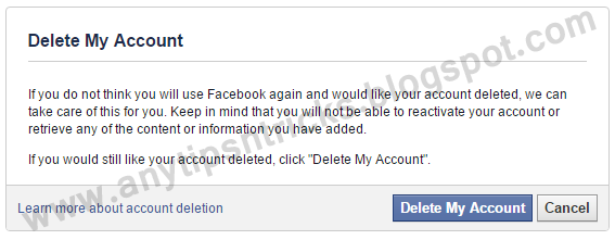 Now, click "Delete My Account".