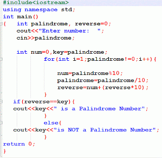 c++ program to find palindrome number