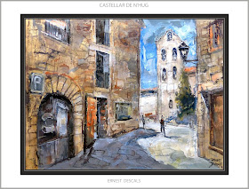 CASTELLAR DE N'HUG-PINTURA-QUADRES-PAISATGES-POBLES-BERGUEDÀ-CATALUNYA-ESGLESIA-HOSTAL-ARTISTA-PINTOR-ERNEST DESCALS-