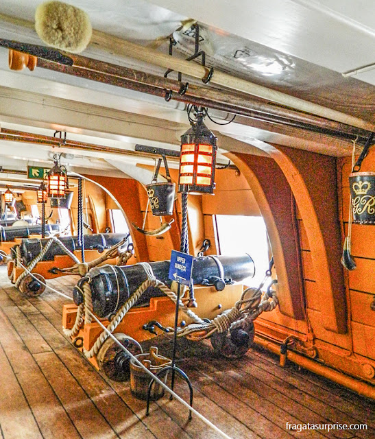 Bateria de canhões do navio HMS Victory