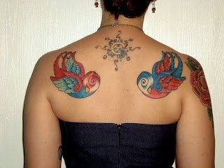 Tattoos Design Two Swallows on Hinder Woman