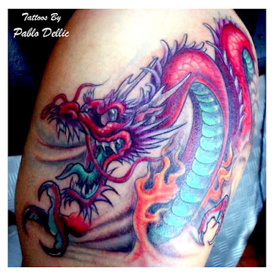 Tatuagens dragao vermelho no braco