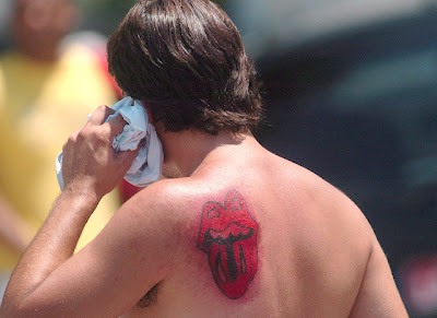 Rolling Stones Icon Tattoos on Male Back