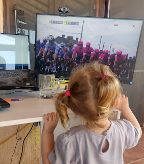 Rosie admiring the pink riders