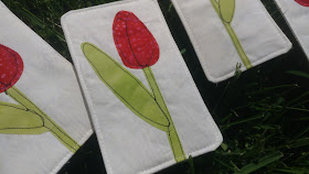 May Day tulip mini quilts with free motion applique