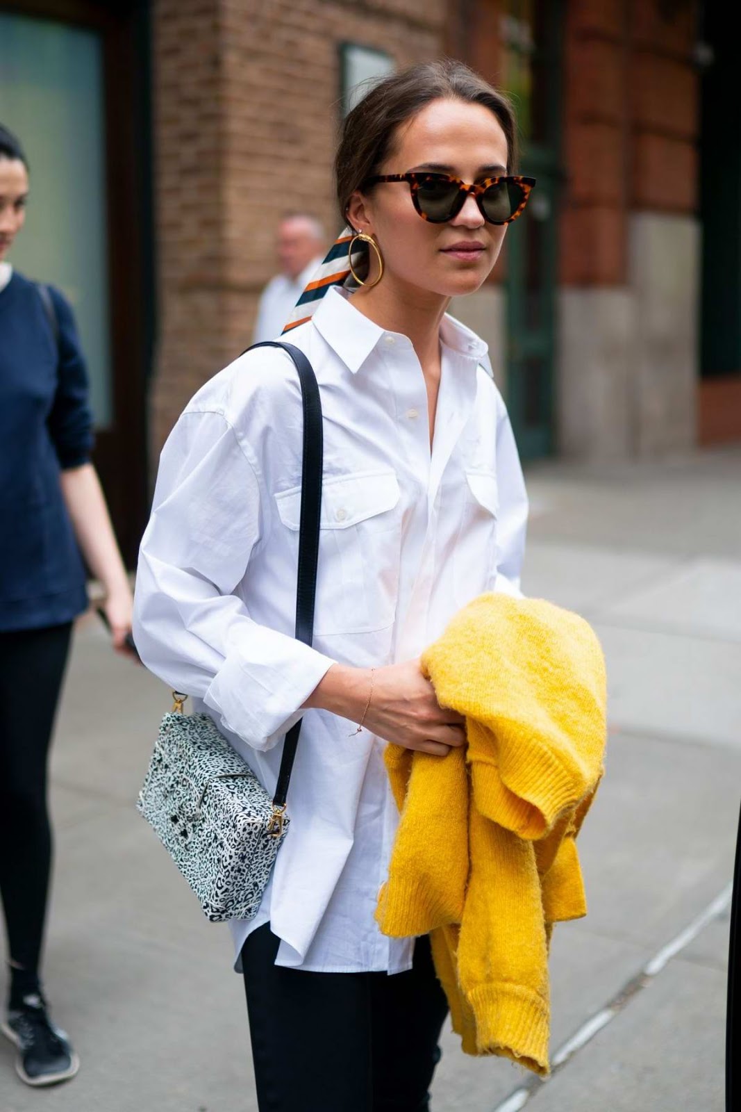 Alicia Vikander in White Shirt Style Out in New York City