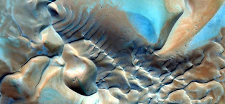 The pond sand, abstract landscapes of deserts of Africa from the air,desert dunes fantasy from the air, clouds and blue skies that simulate spaces,