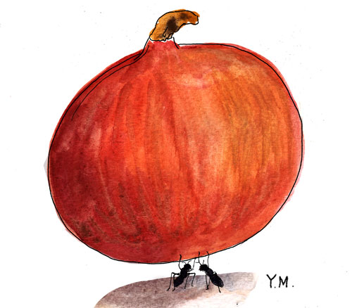 "Two ants and a pumpkin" by Yukié Matsushita