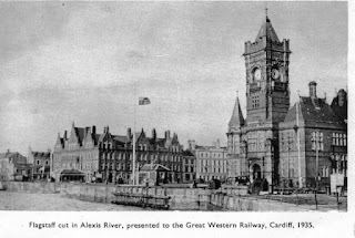 Port Hope Simpson, Newfoundland and Labrador, Canadian, British and Welsh History Flagstaff cut in Alexis River, presented to the Great Western Railway, Cardiff 1935 Source: Labrador Development Company Ltd. brochure