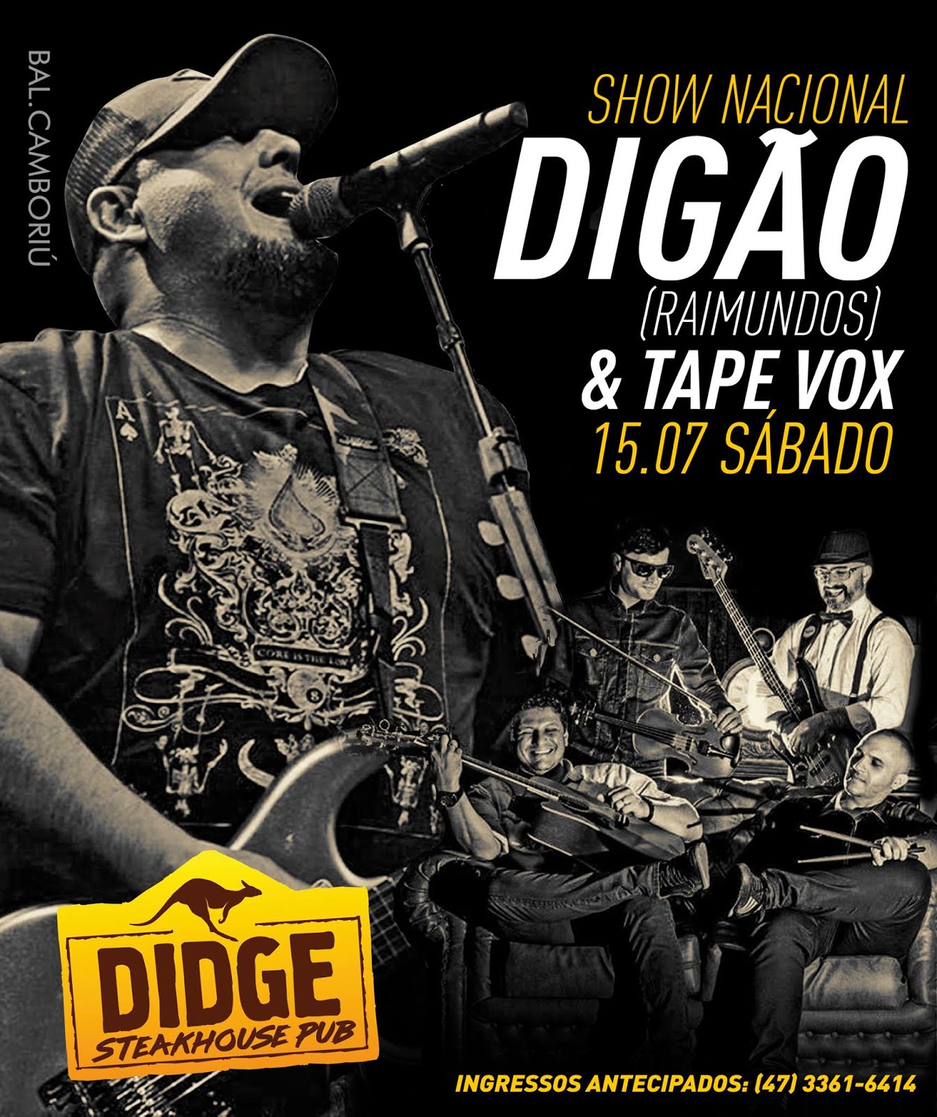 Vocalista dos Raimundos se apresenta neste sábado com a Tape Vox no Didge BC