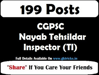 199 Nayab Tehsildar, Inspector (TI) Jobs In CG PSC 2020