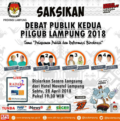 Malam Ini Debat Publik Kedua Pilgub Lampung 2018 Digelar