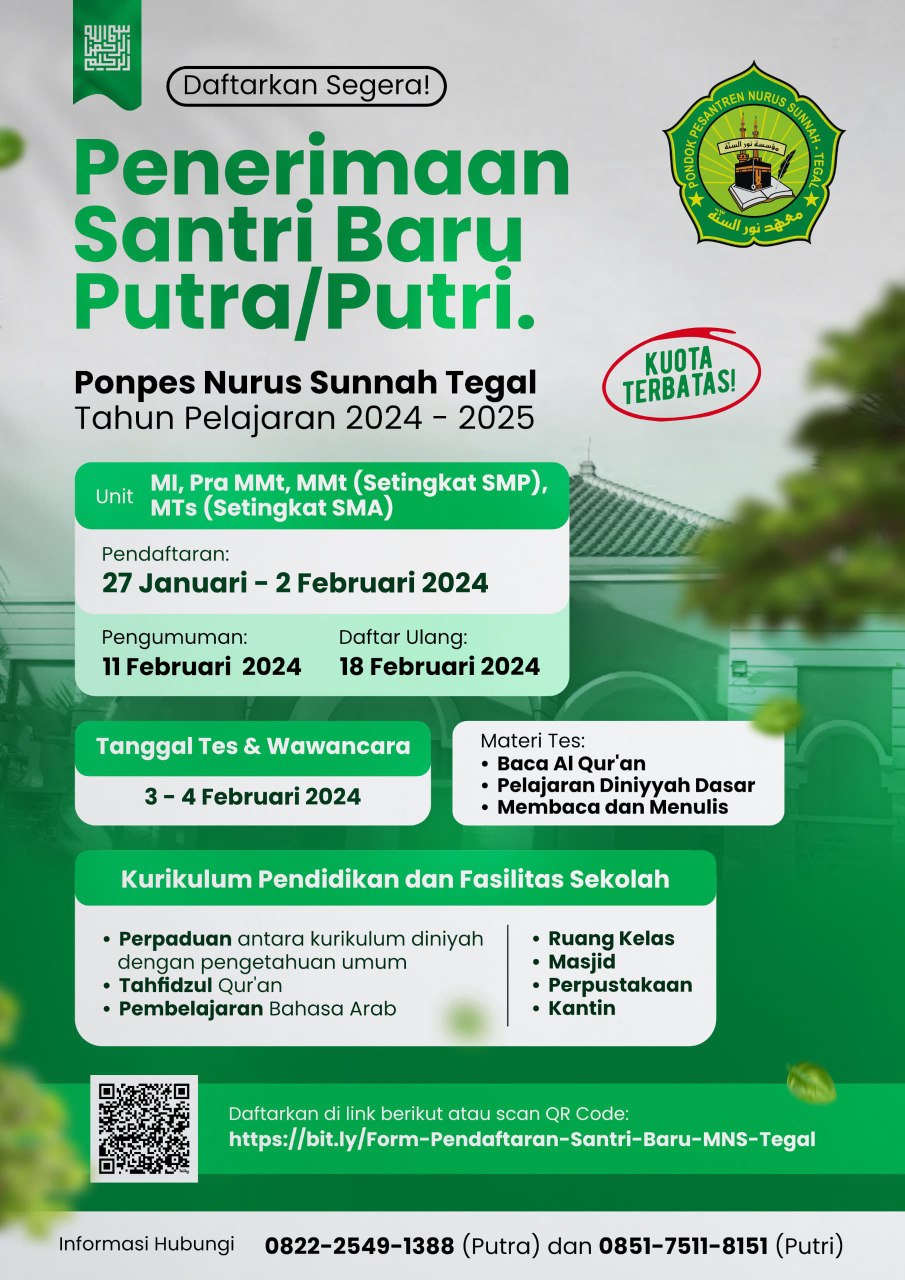 Pendaftaran Santri Baru Nurus Sunnah Tegal