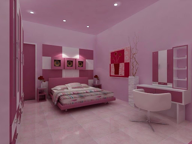 dual color pink two colour combination for bedroom walls