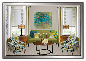 fresh living room scheme, fresh green, turquoise 