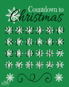 Countdown to Christmas printable, green and snowflake