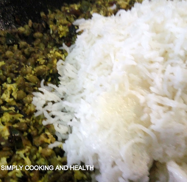 Adding cooked rice