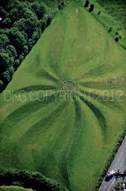 Field with landscaped swirly pattern