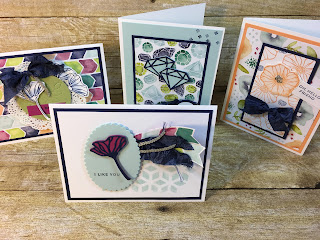 These all occasion cards use Stampin' Up!'s Oh So Eclectic Bundle (which includes the Eclectic Layers Thinlits).  We also used the Night of Navy Crinkled Seam Binding and the Silver Mini Sequin Trim!  #handmadeby #stamptherapist #stampinup www.stamptherapist.com