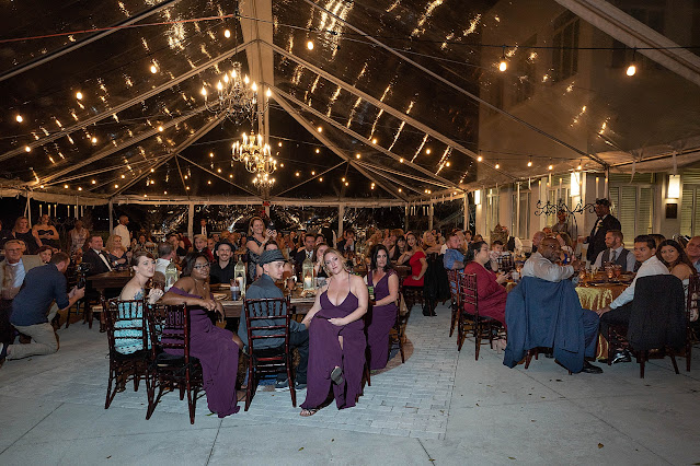 Colorful Jewel tone outdoor reception at Mansion at Tuckahoe in Jensen Beach, FL