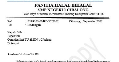 Download Contoh Surat Undangan Resmi Acara Halal bihalal 