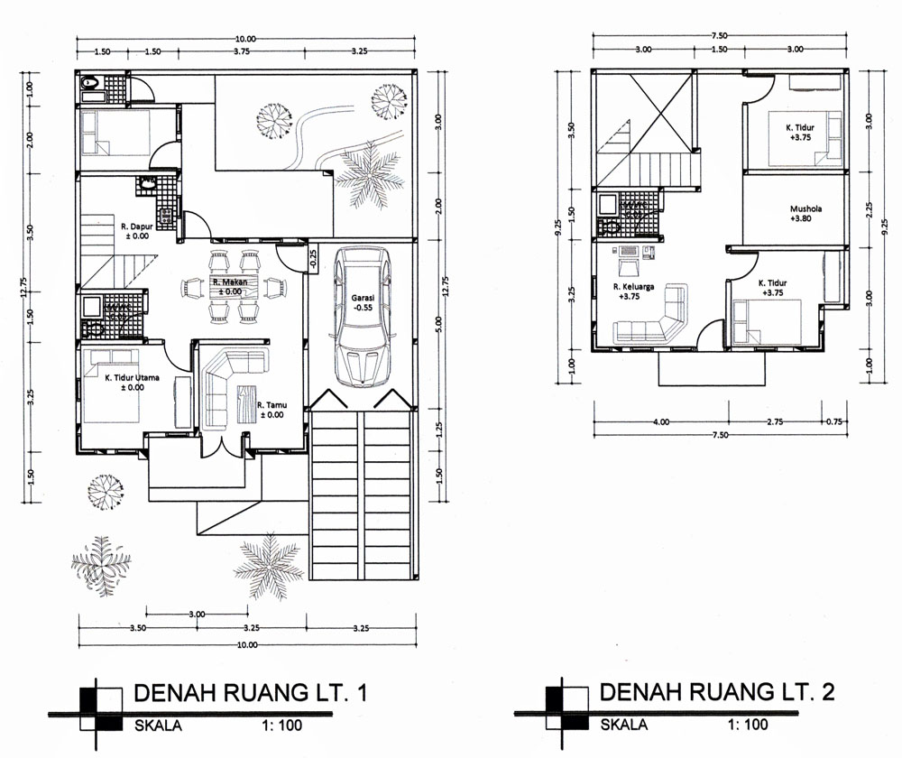 34 Denah Rumah Minimalis 2 Lantai Rumahku Unik