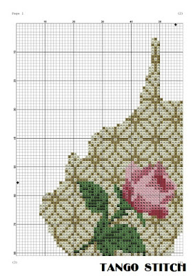 West Virginia USA state map rose ornament cross stitch pattern