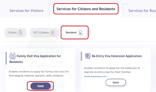 Procedure to apply for Family Visit Visa of Saudi Arabia for Expats online - Saudi-Expatriates.com