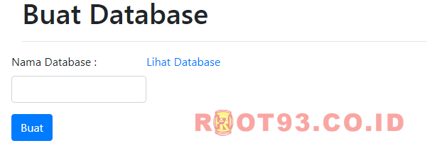 antar muka untuk membuat database