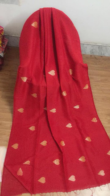 heart print linen sarees 