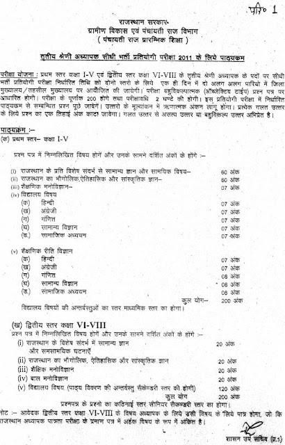 Teachers Data 3rd Grade Teachers Syllabus Rajasthan