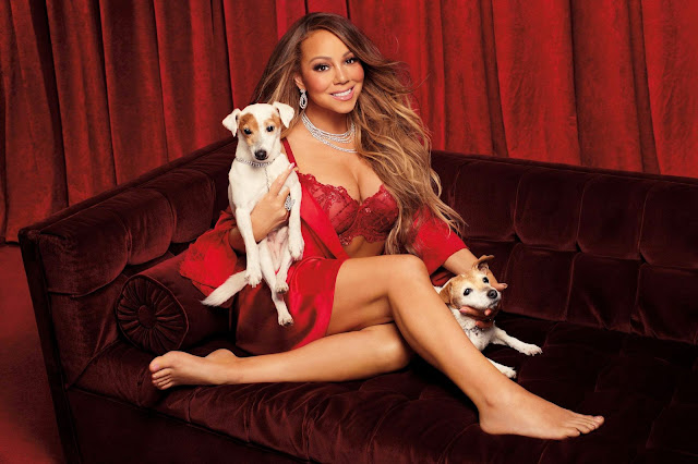 Mariah Carey Beautiful Boobs in Sexy Red Lingerie Photoshoot for Victoria's Secret's Holiday Campaign