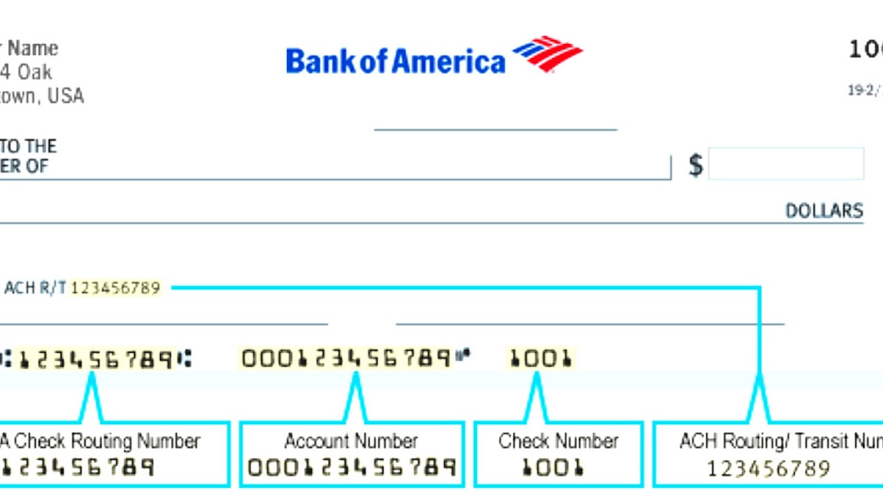 Bank Of America Check Account Number