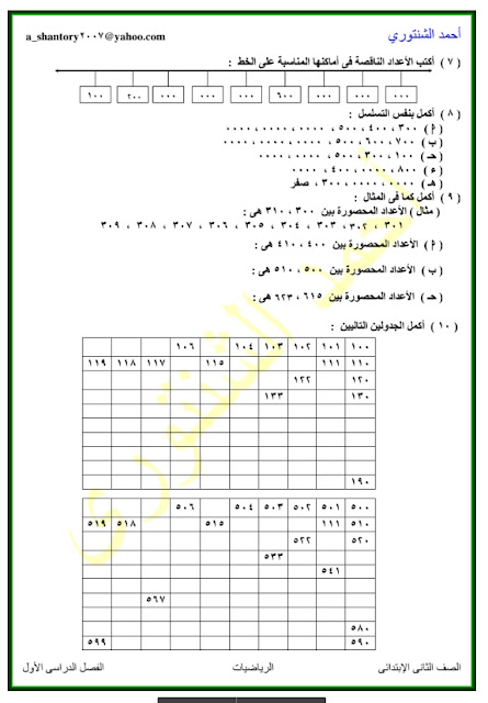 مذكرة المتميز لشرح منهج الرياضيات للصف الثانى الابتدائى لمنهج الترم الاول