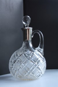 Antique Imperial Russian Glass & Silver Decanter "Ivan Xhlebnikov" (Khlebnikov).