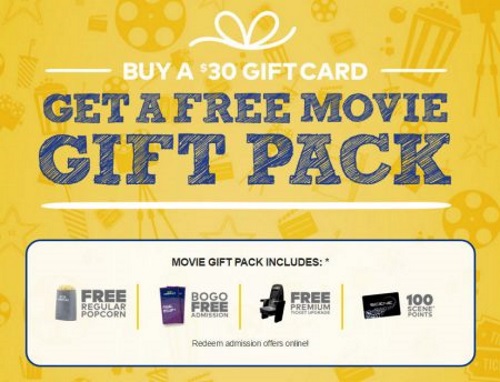 Cineplex Odeon Buy $30 Gift Card & Get Free Movie Gift Pack