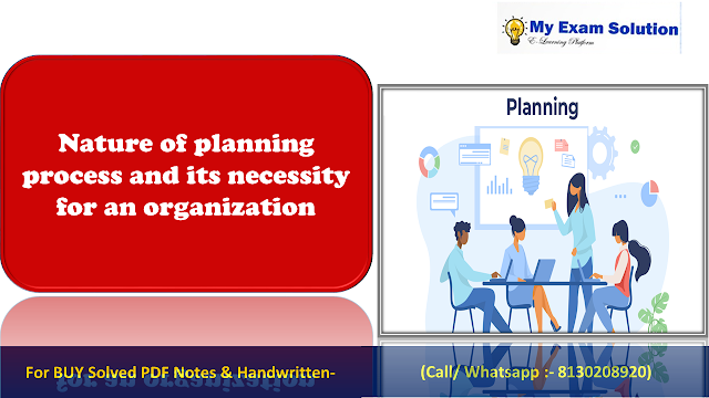 Briefly describe the nature of Planning Process and its necessity for an organization