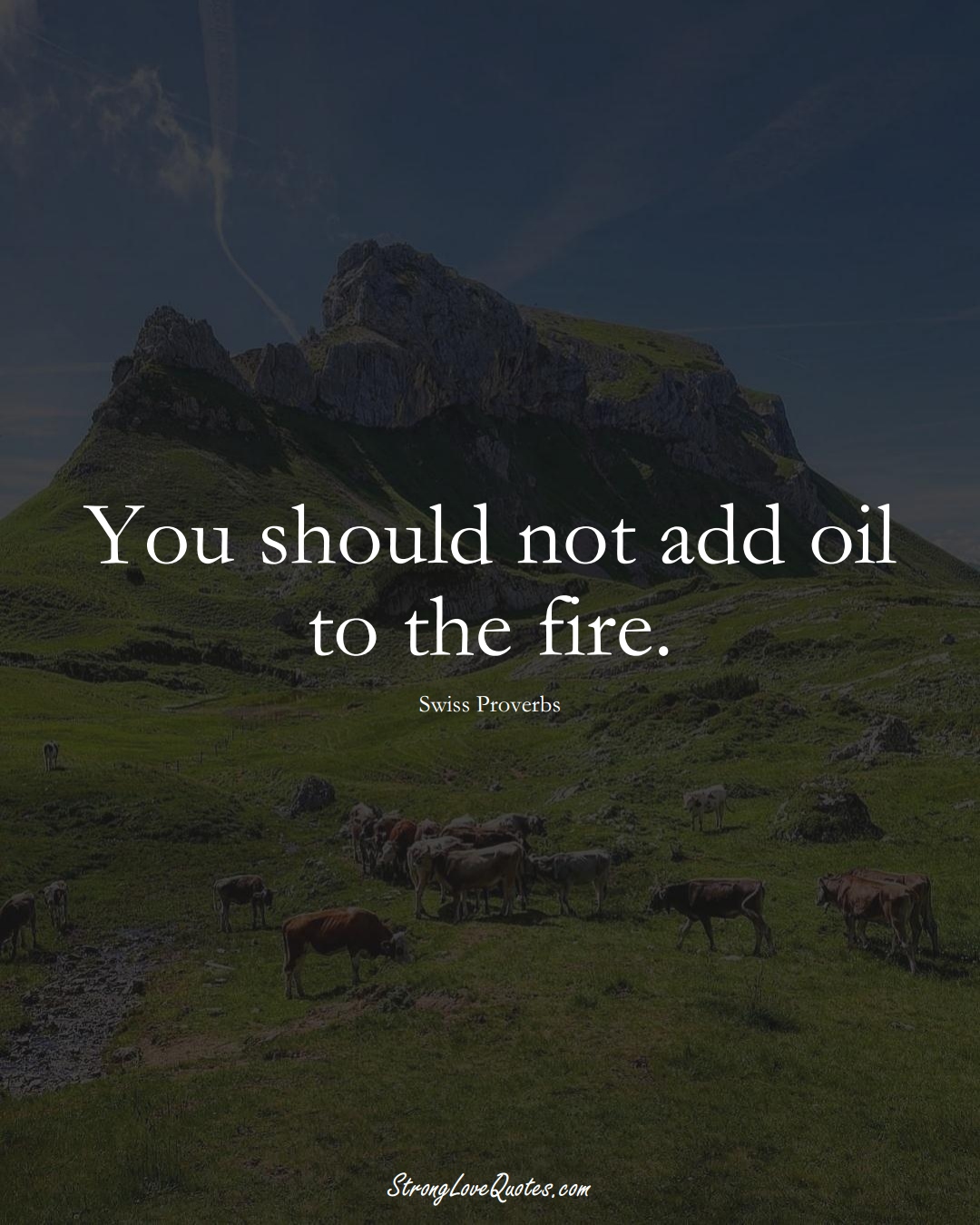 You should not add oil to the fire. (Swiss Sayings);  #EuropeanSayings